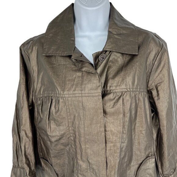 Chico's Metallic Bronze Button-Front Lightweight Jacket Women's Size 2 US L - Picture 3 of 9